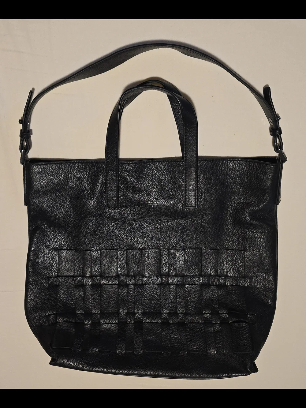 Tahari Classic Black Leather Tote Bag - Channing Tote